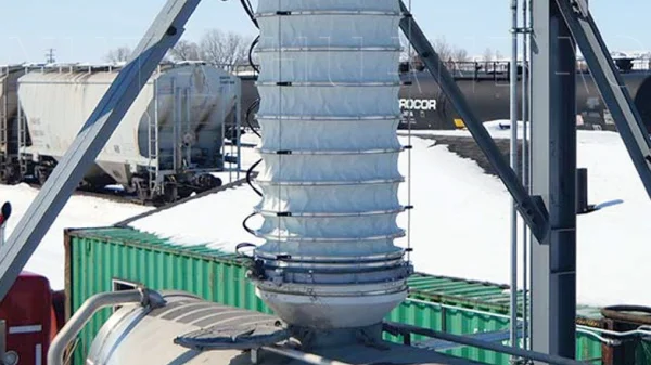 telescopic loading spout for dry fine powder loading