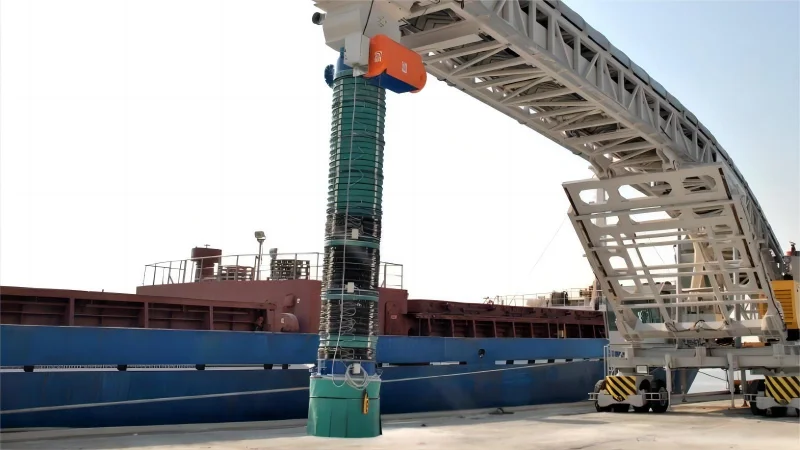 telescopic loading spouts for mobile ship loading and fixed ship loading