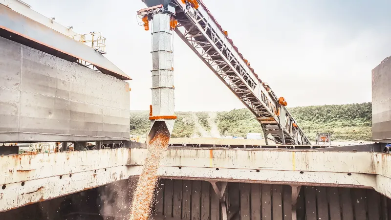 mobile transfer conveyor for bulk materials