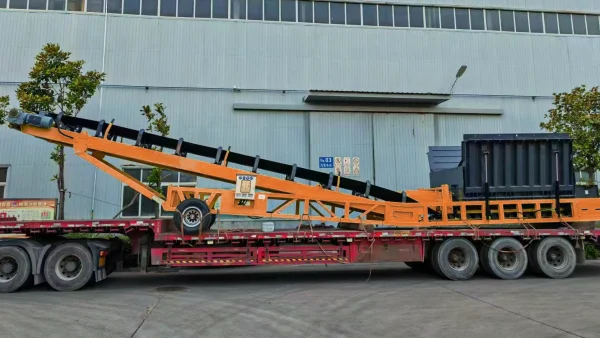 belt truck unloader for bulk material